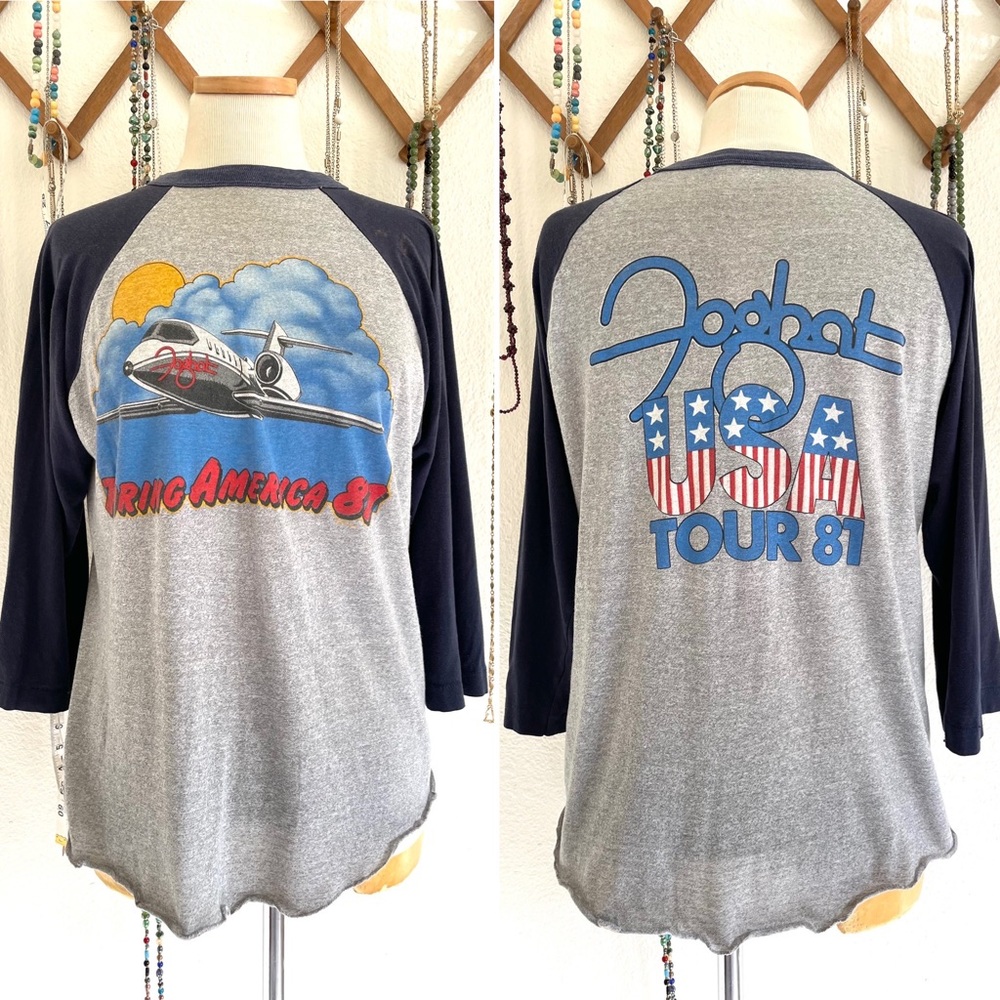 1980s Vintage Foghat Raglan Tour Shirt Foghat Touring America 81 - Picture 3 of 10